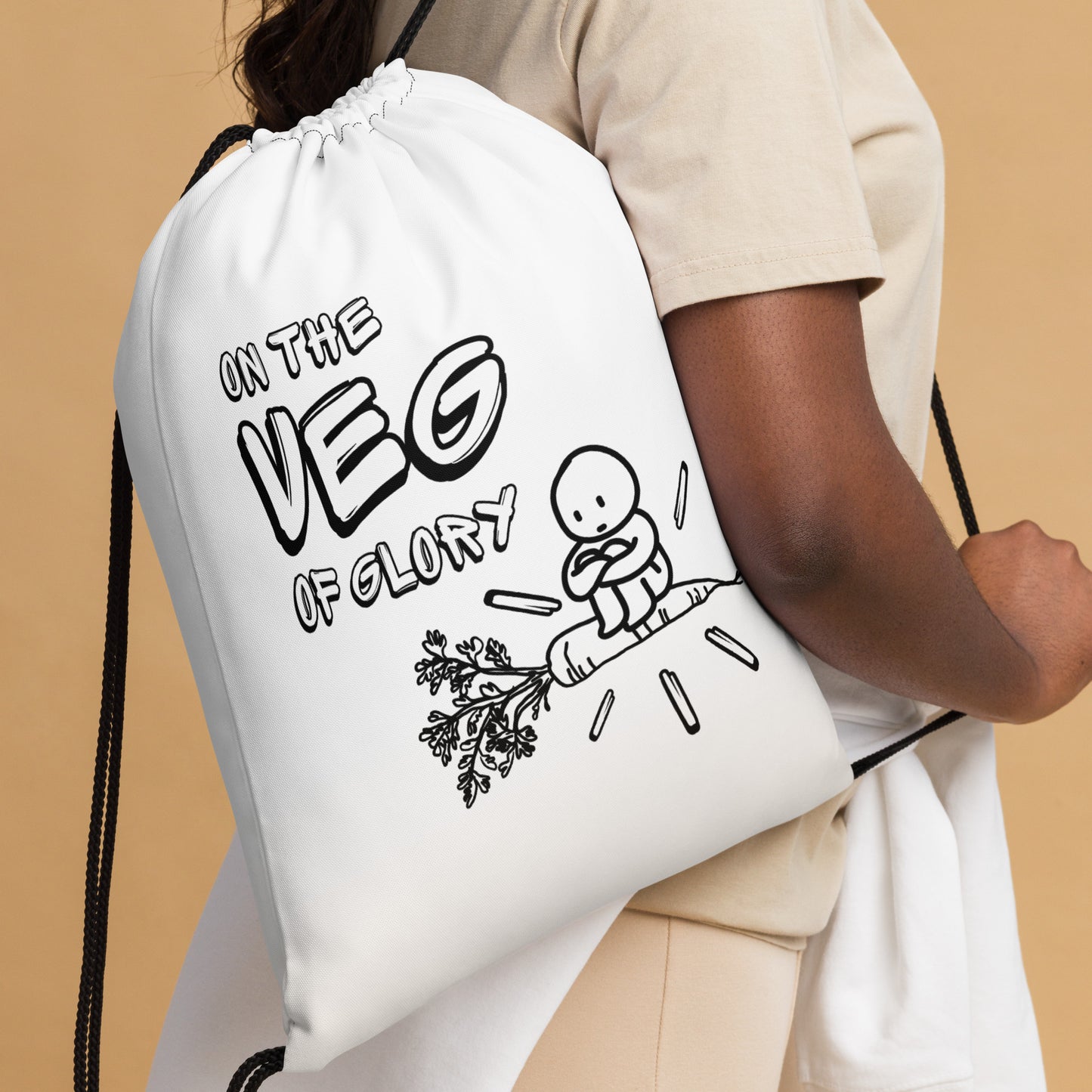 On the Veg of Glory Vegan Life - Inspirational Clothing Drawstring bag