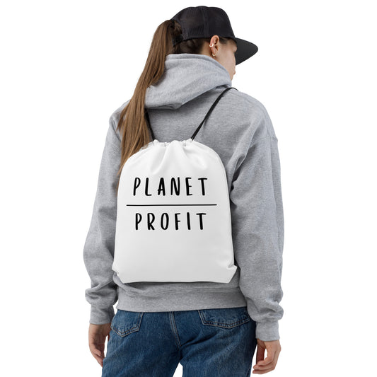 Planet over Profit - Environmental Statement Apparel Drawstring bag
