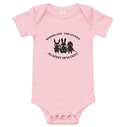 Woodland Creatures Against Humanity Conservation Apparel - Baby short sleeve one piece