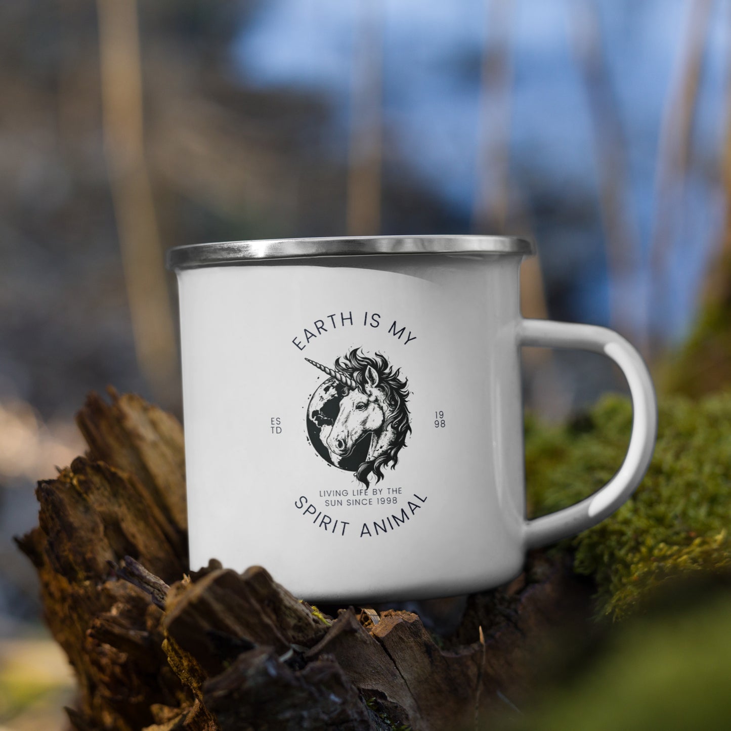 Inspiring Earth is my Spirit Animal EST. 98 Graphic Enamel Mug