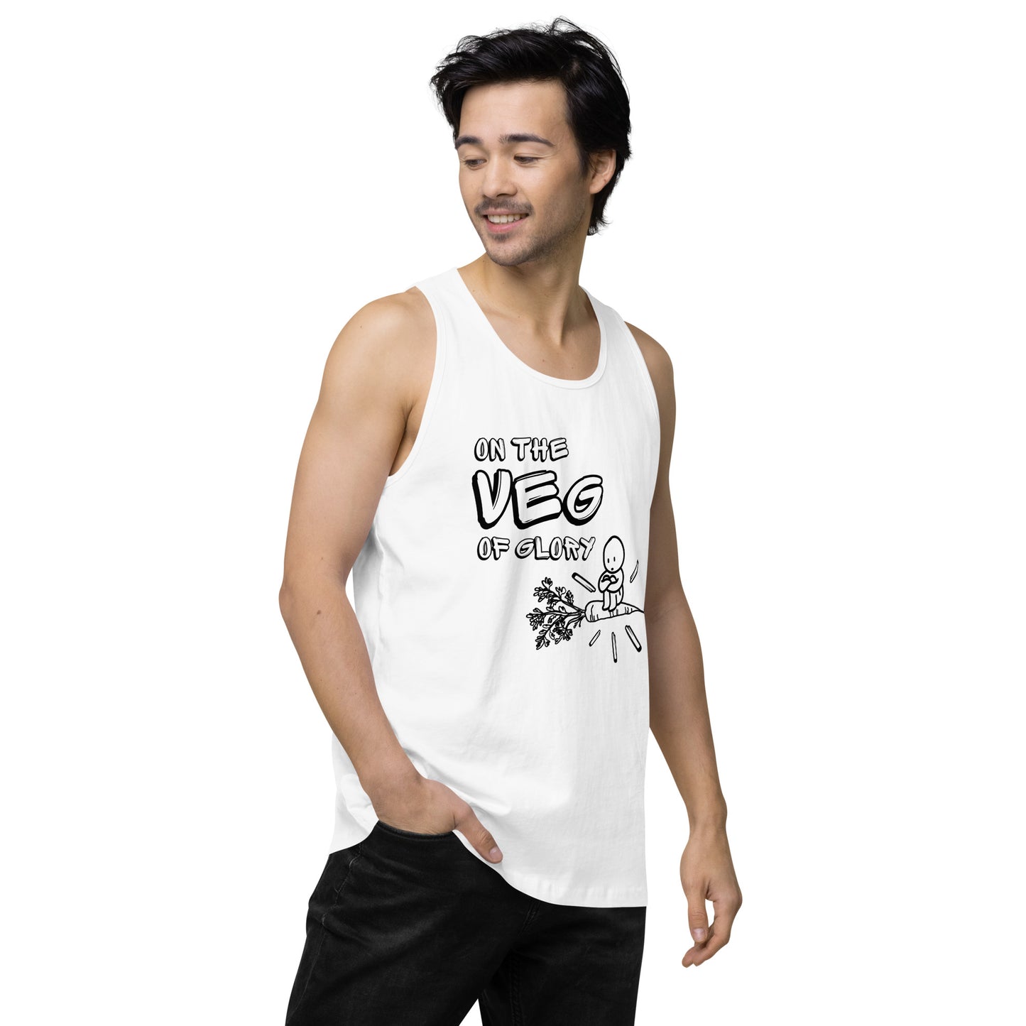 On the Veg of Glory Vegan Life - Inspirational Clothing Men’s premium tank top